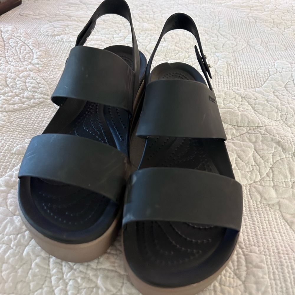 CROCS Black and Tan Women's Sandals